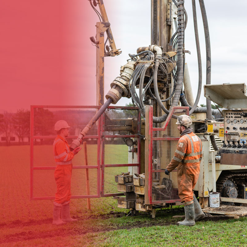 Borehole drilling equipment on site